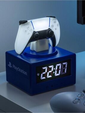 Sony PlayStation Blue Alarm Clock with White DualSense Controller